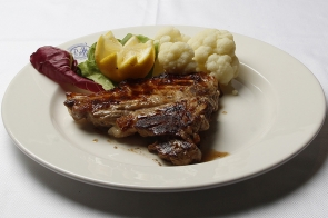 Grilled Veal Chop with Vegetable Garnish